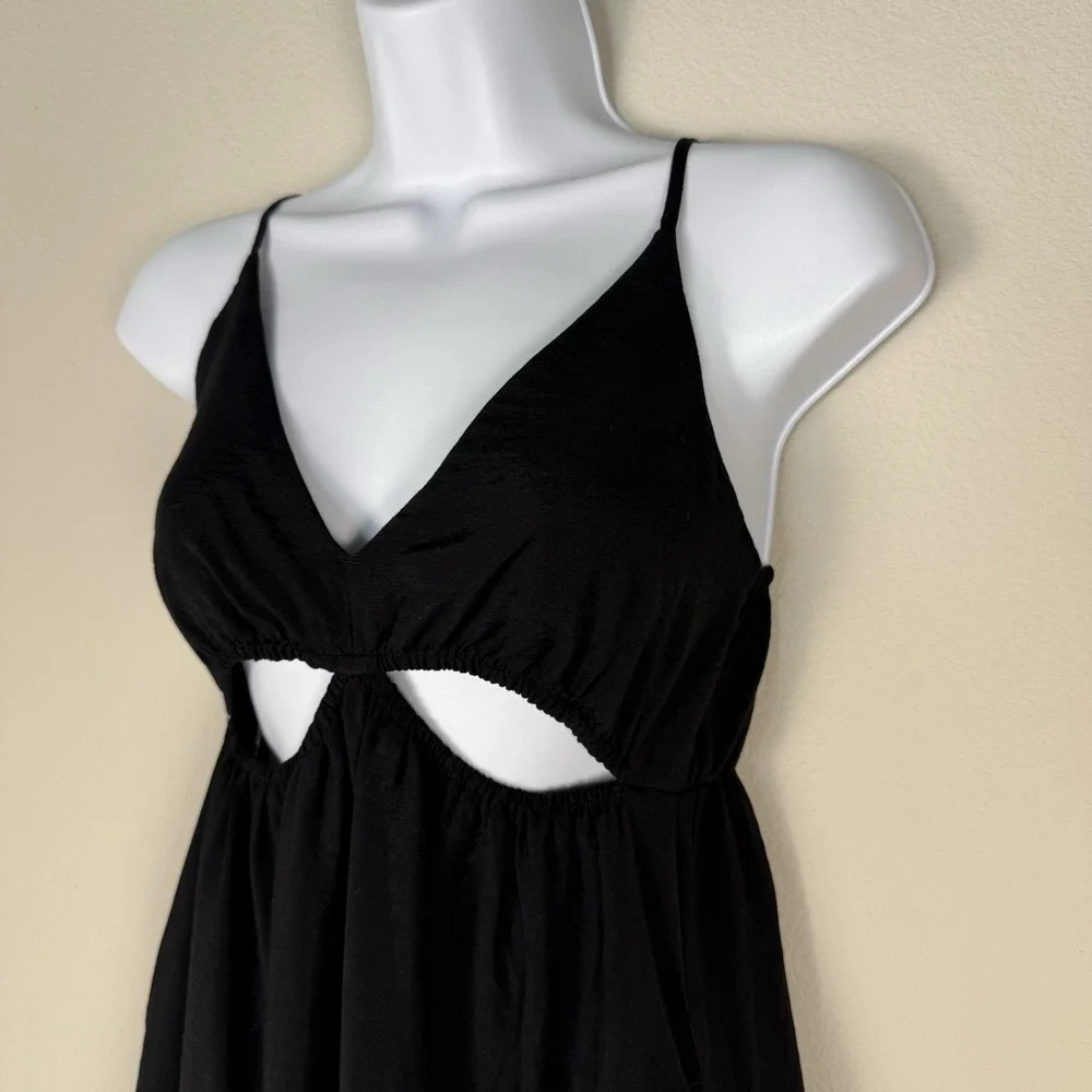 Abercrombie And Fitch Black Cutout Maxi Dress Womens XSP Tiered Resort Vacation